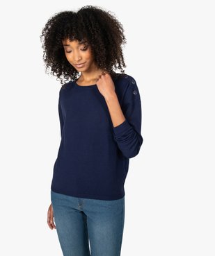 Pull femme en maille fine avec boutons sur les épaules vue1 - GEMO(FEMME PAP) - GEMO