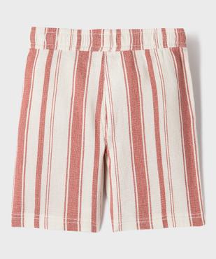 Bermuda large en coton tissé rayé à taille élastiquée garçon vue3 - GEMO 4G GARCON - GEMO