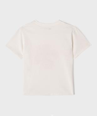 Tee-shirt manches courtes coupe oversize avec motif fleur fille vue3 - GEMO 4G FILLE - GEMO