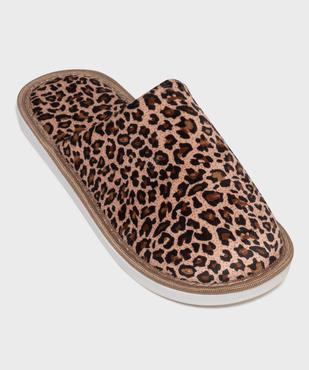 Chaussons mules en velours à motif léopard femme vue5 - GEMO(HOMWR FEM) - GEMO