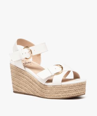 Sandales femme compensées à brides unies avec double boucle vue2 - GEMO(URBAIN) - GEMO