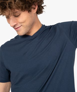 Tee-shirt homme uni à col V en coton bio vue2 - GEMO C4G HOMME - GEMO