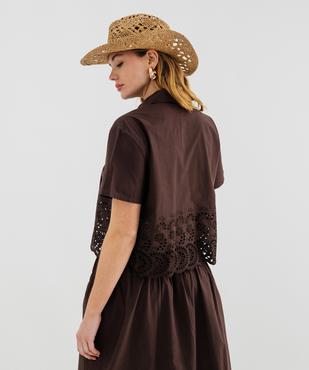 Chemise manches courtes en coton ajouré femme vue3 - GEMO(FEMME PAP) - GEMO