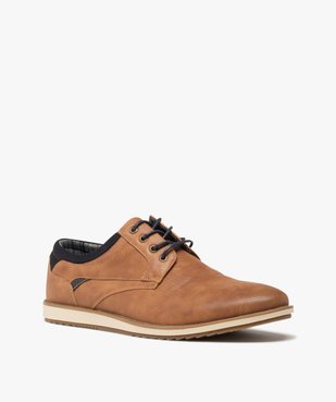 Derbies homme unis à semelle contrastante vue2 - GEMO(URBAIN) - GEMO