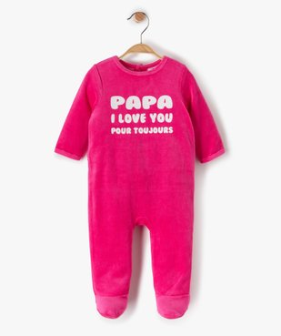 Pyjama bébé en velours avec inscription vue1 - GEMO(BB COUCHE) - GEMO