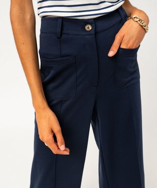 Pantalon large en maille extensible femme vue2 - GEMO(FEMME PAP) - GEMO
