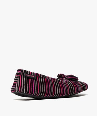 Chaussons femme ballerines en velours à motifs - Isotoner vue4 - ISOTONER - GEMO