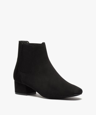 Boots femme unies style chelsea à talon carré vue2 - GEMO (CASUAL) - GEMO