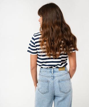 Tee-shirt manches courtes rayé coupe large femme vue5 - GEMO 4G FEMME - GEMO