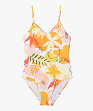 Maillot de bain fille une pièce à motifs fleuris et fines bretelles vue1 - GEMO (JUNIOR) - GEMO