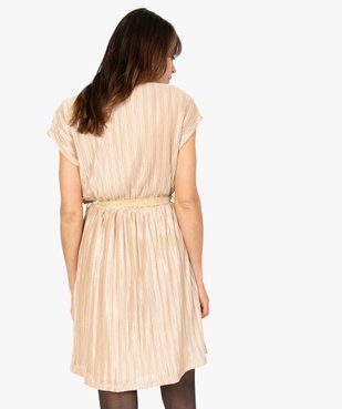 Robe femme en maille gaufrée avec col cache-cœur vue3 - GEMO(FEMME PAP) - GEMO