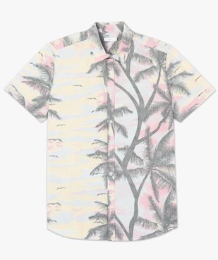 Chemise homme à manches courtes motif tropical effet délavé vue4 - GEMO (HOMME) - GEMO