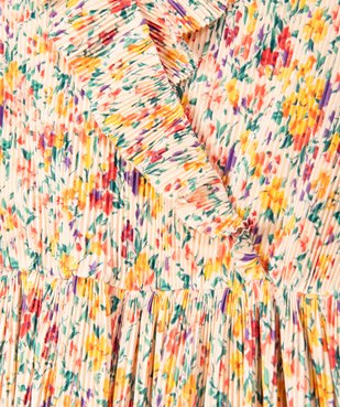 Robe femme plissée à motifs fleuris et col cache-cœur vue5 - GEMO(FEMME PAP) - GEMO