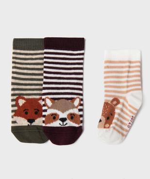 Chaussettes tige haute rayées et imprimées bébé (lot de 3) vue3 - GEMO 4G BEBE - GEMO