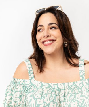 Blouse à bretelles et col Bardot femme grande taille vue2 - GEMO 4G GT - GEMO
