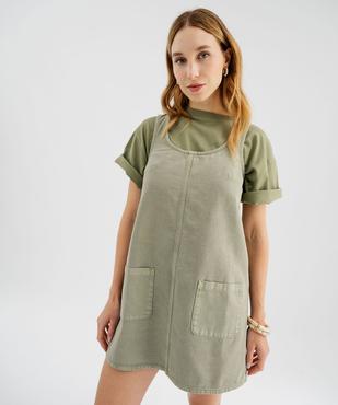 Robe courte en toile denim colorée femme vue1 - GEMO(FEMME PAP) - GEMO