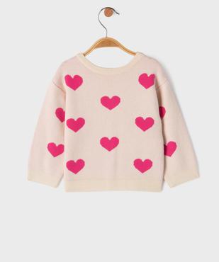 Gilet à col rond double porté avec motifs coeurs bébé fille vue3 - GEMO(BEBE DEBT) - GEMO