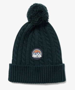 Bonnet en maille torsadée à pompon garçon vue1 - GEMO (ENFANT) - GEMO