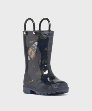 Bottes de pluie imprimée à anses et semelle crantée garçon vue2 - BUGGY - GEMO