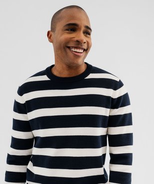  Pull rayé en coton homme vue2 - GEMO 4G HOMME - GEMO