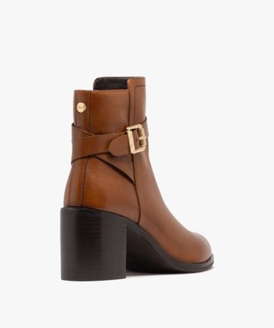 Bottines femme à talon carré et dessus en cuir bride à boucle dorée - Tanéo vue5 - TANEO - GEMO