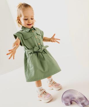 Robe chemise à manches courtes en toile de coton bébé fille vue5 - GEMO 4G BEBE - GEMO