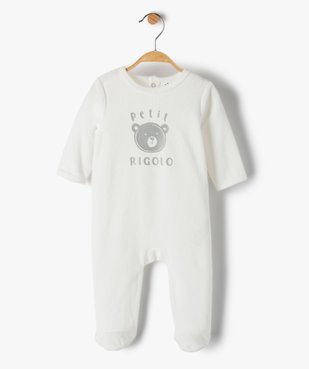 Pyjama bébé fille en velours avec inscription sur le buste vue1 - GEMO(BB COUCHE) - GEMO