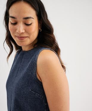 Robe en jean forme chasuble femme - LuluCastagnette vue3 - LULU CASTAGNETTE G4G D - GEMO