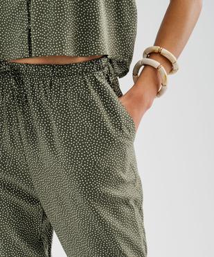 Pantalon à taille élastiquée en viscose fluide imprimée femme vue2 - GEMO 4G FEMME - GEMO