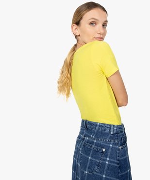 Tee-shirt femme ajusté en maille côtelée vue3 - FOLLOW ME - GEMO
