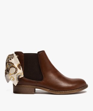 Boots femme style chelsea à talon plat et nœud foulard vue1 - GEMO (CASUAL) - GEMO