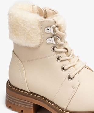 Boots fille unies à col fourré retourné avec lacets vue6 - GEMO (ENFANT) - GEMO