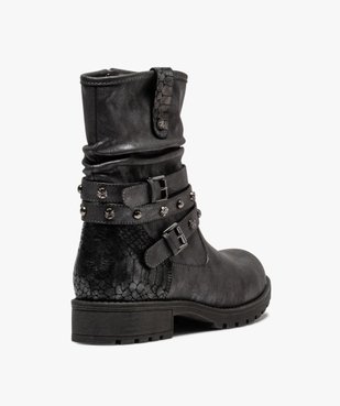 Boots fourrées femme à semelle crantée et brides fantaisie vue4 - GEMO (CASUAL) - GEMO
