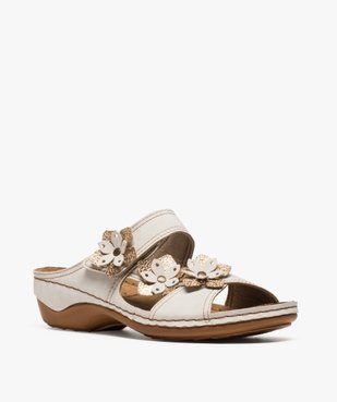 Mules femme confort avec bride à fleurs en relief vue2 - GEMO (CONFORT) - GEMO
