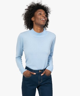 Pull femme col montant coloris uni vue2 - Nikesneakers (MAILLE) - Nikesneakers