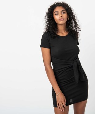 Robe femme à manches courtes en maille côtelée vue2 - GEMO(FEMME PAP) - GEMO