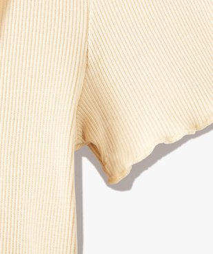 Tee-shirt fille en maille côtelée avec finitions froncées vue2 - GEMO (JUNIOR) - GEMO