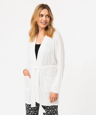 Veste d'intérieur femme en maille duveteuse avec ceinture à nouer vue5 - GEMO(HOMWR FEM) - GEMO