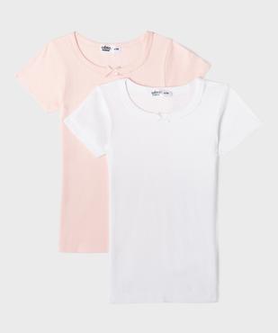 Tee-shirt manches courtes en coton biologique fille (lot de 2) vue1 - GEMO 4G FILLE - GEMO