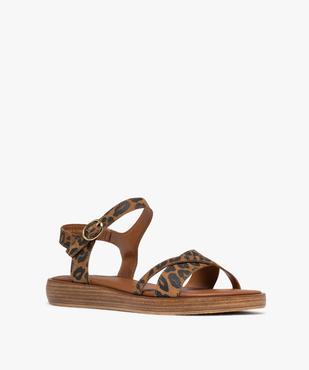 Sandales en cuir imprimé léopard femme - Tanéo vue2 - TANEO - GEMO