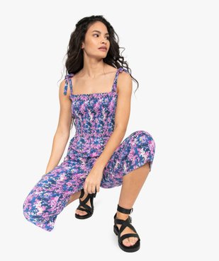 Combinaison pantacourt femme à motifs fleuris vue1 - GEMO(FEMME PAP) - GEMO