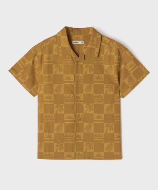 Chemise à manches courtes en coton texturé et imprimé garçon vue1 - GEMO (ENFANT) - GEMO