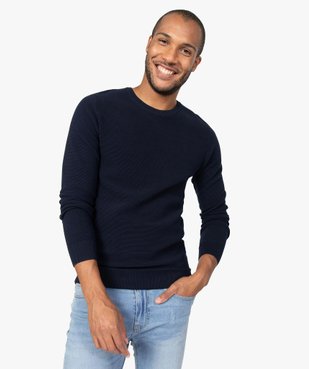 Pull homme à col rond en maille fantaisie vue1 - GEMO (HOMME) - GEMO
