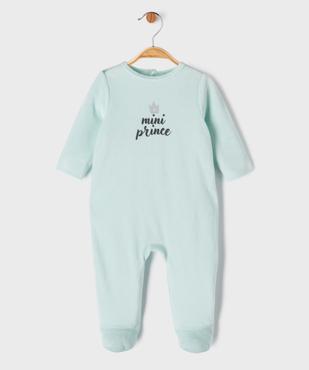 Pyjama en velours avec inscription poitrine bébé garçon vue1 - GEMO(BB COUCHE) - GEMO