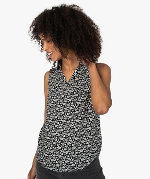 Blouse femme sans manches imprimée avec col chemise vue2 - Nikesneakers(FEMME PAP) - Nikesneakers