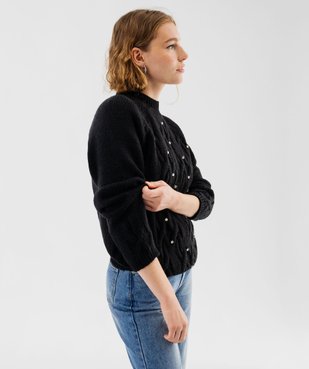 Pull à torsades avec strass brodés femme vue1 - GEMO(FEMME PAP) - GEMO