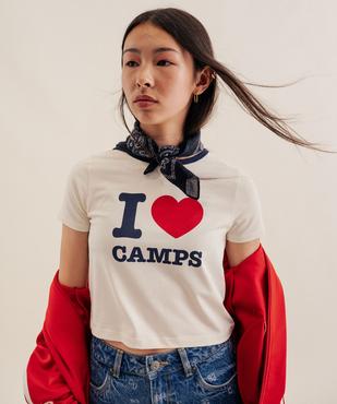Tee-shirt manches courtes coupe courte imprimé fille - Camps United vue1 - CAMPS GEMO FOR GOOD - GEMO