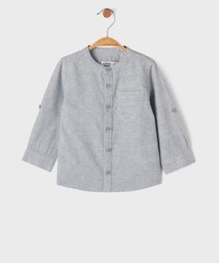 Chemise manches longues à col mao en lin et coton bébé garçon vue1 - GEMO 4G BEBE - GEMO