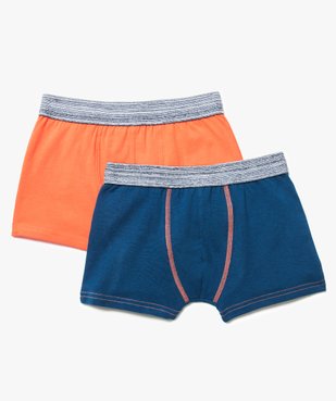 Lot de 2 boxers stretch unis avec ceinture chinée vue1 - GEMO (ENFANT) - GEMO