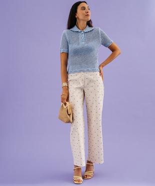 Pantalon large à rayures et motifs fleuris femme vue4 - GEMO(FEMME PAP) - GEMO